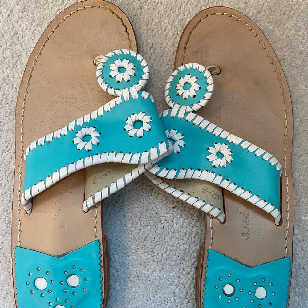Jack Rogers  Sandal Blue and White size 8M